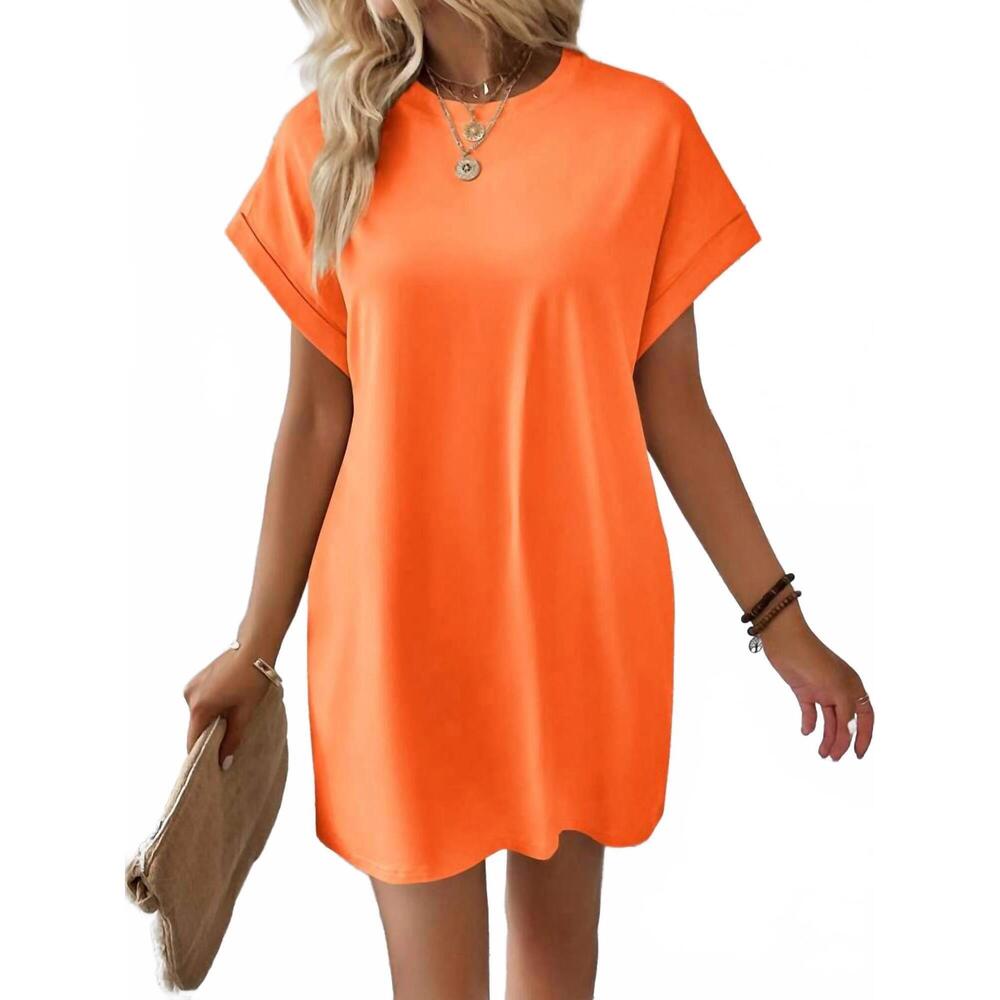 NEW LLOVE bailey shift dress in orange